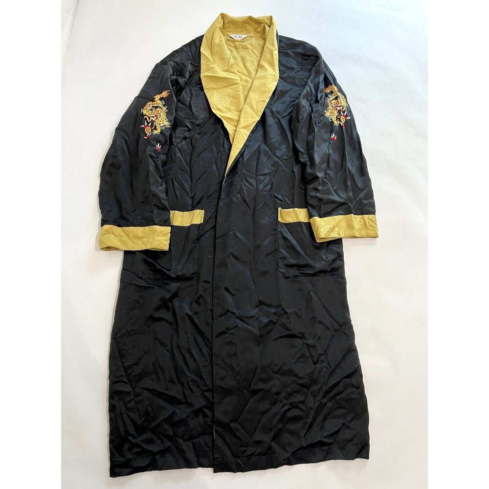 ASILK Dragon Robe in Black Gold